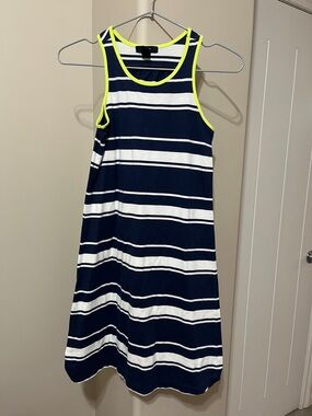 GAP Navy and White Striped Girls' Tank Dress with Neon Trim